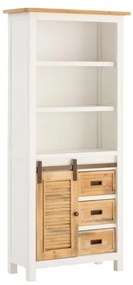 furniture-nabytek.cz - Masívna vysoká skrinka do kúpeľne Capera z borovice a MDF, lakovaná, biela a hnedá – 80×35×180 cm