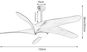 ZEVENTI - LED stropný ventilátor LUCCA LED/18W/230V Wi-Fi Tuya hnedý + diaľkové ovládanie