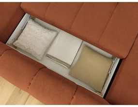 Rozkladacia/s úložným priestorom rohová pohovka v tehlovej farbe (pravý roh/do tvaru "U") Fuji – Bobochic Paris