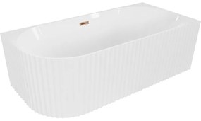 Mexen Gia, voľne stojaca rohová vaňa, drážkovaná, pravá, 170 x 80 cm, biela lesklá, ružové zlato, 52701708000P-60