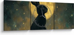 Obraz - Zajac s mesiacom (s hodinami) (90x30 cm)