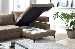 Rohová sedacia súprava Paris, svetlo hnedá látka, pravý roh