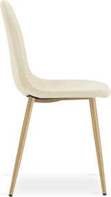 Set štyroch jedálenských stoličiek PADVA zamatové béžové / hnedé nohy (4 ks)