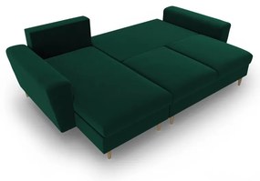 Zelená zamatová rozkladacia/s úložným priestorom rohová pohovka Kyoto – Cosmopolitan Design
