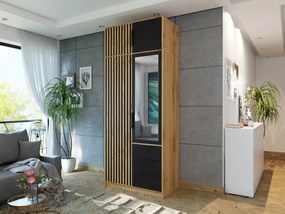 Šatníková skriňa Lily Lux D2, Farby: biela / biela + dub wotan, Nadstavec: nie