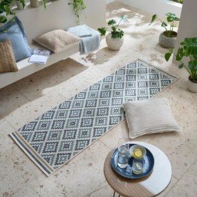 Žlto-modrý vnútorný a vonkajší koberec 80x230 cm Zia Trellis – Flair Rugs