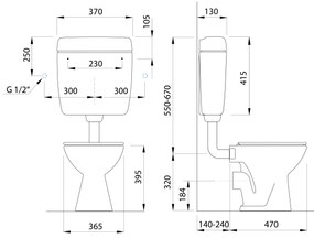 CREAVIT, WC kombi misa s nádržkou vrátane splachovacej súpravy, zadný odpad, biela, TP3306