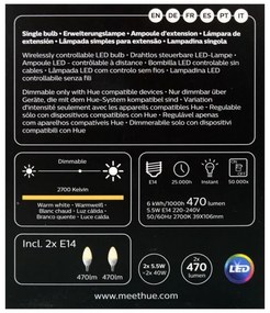 SADA 2x LED Stmievateľná žiarovka Philips Hue WHITE E14/5,5W/230V 2700K