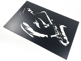 Veselá Stena Drevená nástenná čierna dekorácia Saxofón