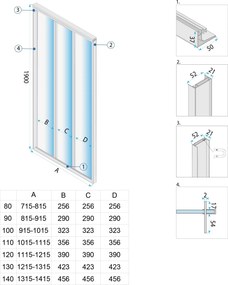 Rea - ALEX posuvné sprchové dvere 130 x 190 cm, chrómový profil, REA-K0923