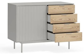 Nízka komoda v dekore duba v sivo-prírodnej farbe 108x80 cm Sierra – Teulat