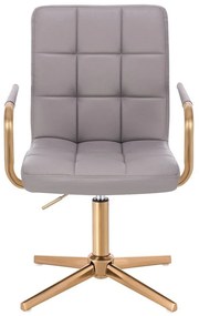 LuxuryForm DESIGN Stolička VERONA GOLD na zlatom kríži - šedá