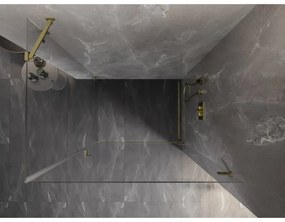 Mexen Lunar-B, pravostranný výklopný sprchový kút 90 x 80 cm, 8mm číre sklo, zlatý kartáčovaný - 832-090-080-55-00-P