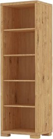 Úzka dubová knižnica so 4 policami, 55x43x174 cm