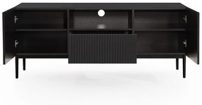 TV stolík Nicole 150 cm s otvorenou policou - čierny mat / čierne nožičky