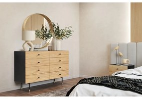 Nízka komoda v dekore duba v čiernej a prírodnej farbe 130x87 cm Jugend – Woodman