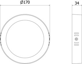 Mexen LDSR, LED stropné svietidlo, priemer 17 cm, 12W, neutrálna - 4000K, 960 lm, čierna - L212-017-1240-70