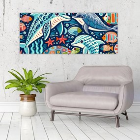 Obraz – Kreslené vodné zvieratká (120x50 cm)