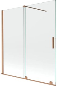 Mexen Velar, 2-krídlová posuvná vaňová zástena 150 x 150 cm, 8mm číre sklo, medená matná, 896-150-000-01-65