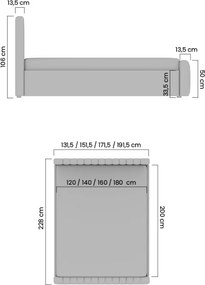 Čalúnená posteľ Livani 160x200 s úložným priestorom - béžový velúr Velluto 2