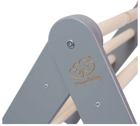 Sivý pikler trojuholník z borovicového dreva 60x60x60 cm Montessori – Meowbaby