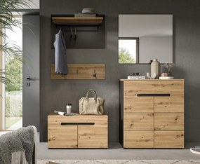 Predsieňová zostava Cano (5-dielna), šedá/dub artisan