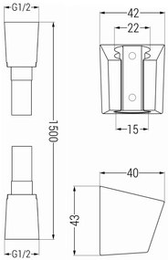 Mexen príslušenstvo - 1-bodový ručný sprchový set R-45, čierna, 785456052-70