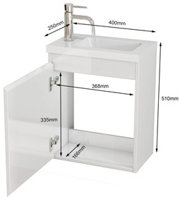 Nástenná skrinka s umývadlom Houseland Elara 40 cm biela