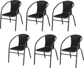 Záhradná stolička 6 ks BISTRO, čierny ratan