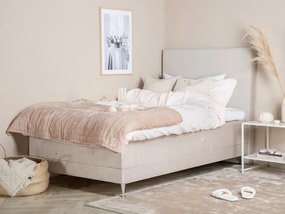 Vansbro 120 polohovateľná boxspring posteľ béžový zamat čelo Alvik