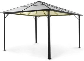 Blumfeldt Pantheon Solid Sky Ambient Solar, altánok so strechou, 3 x 4 m, polykarbonát, hliník, osvetlený