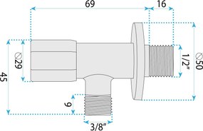 Rea Rea, rohový ventil 1/2" x 3/8", brúsená oceľ, REA-03615