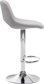 Barová stolička Camden - látka, chróm rám - Svetlo sivá