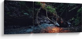 Obraz horskej riečky (s hodinami) (90x30 cm)