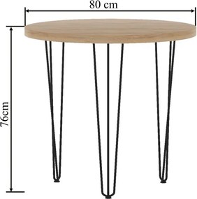 Vintino TREVISO okrúhly stôl 80 cm dub craft/čierny