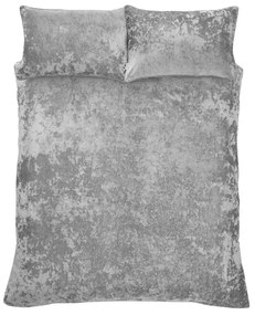 Sivé zamatové obliečky na dvojlôžko 200x200 cm Crushed – Catherine Lansfield