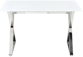 Jedálenský stôl so sklenenou doskou 120 x 70 cm biela/strieborná ATTICA Beliani