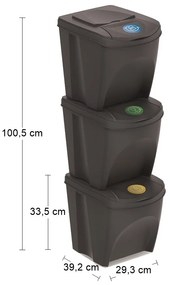 Odpadkový kôš na triedený odpad (3 ks) IKWB25S3 25 l - antracit