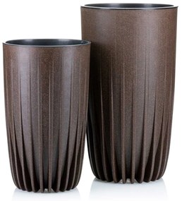 PLASTOVÝ KVETINÁČ STRIPPED ECO 42X25 CM TMAVOHNEDÁ