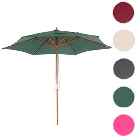 Slnečník Florida Ø 3m - polyester/drevo - olivovo zelená