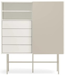 Béžovo-krémová vysoká komoda s posuvnými dverami 120x140 cm Nube – Teulat