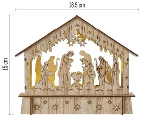 Vianočné dekorácie LED betlehem, drevený