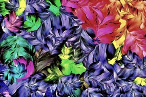 Samolepiaca tapeta farebné listy s kúzelným nádychom
