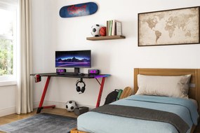 Herný stôl BG01 čierno-červený 140 cm