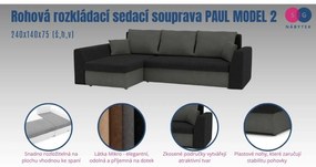 Rohová rozkladacia sedacia súprava PAUL MODEL 2 Hnedá/cappuccino Ľavá