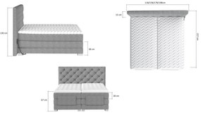 Box spring posteľ Clif 180x200, sivá, elektrické polohovanie