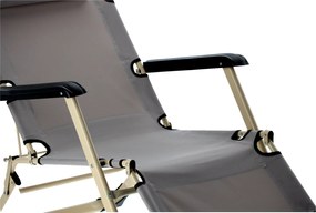 SKLADACIA ZÁHRADNÁ STOLIČKA S POLŠTÁROM, ŠEDÁ *6889