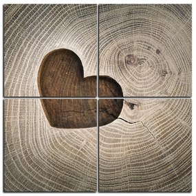 Obraz na plátne - Srdce na drevenom pozadí - štvorec 3207E (100x100 cm)