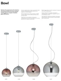 Redo 01-2076 - Luster na lanku BOWL 1xE27/42W/230V pr. 30 cm meď