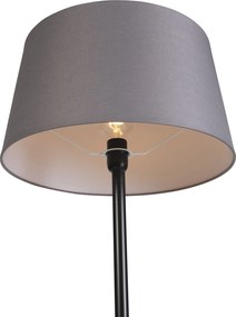 Stojaca lampa čierna s tienidlom z ľanu tmavosivá 45 cm - Simplo